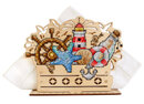 Салфетница. Морские сокровища (12*15*5 см) (деревянная основа)