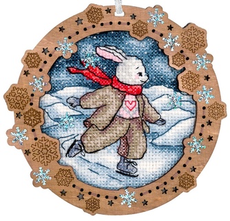 Миниатюра. По речному льду  (с рамкой) (11*12 см)